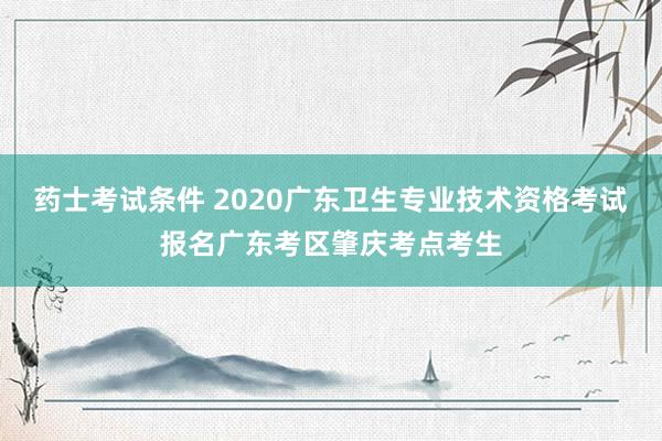 药士考试条件 2020广东卫生专业技术资格考试报名广东考区肇庆考点考生