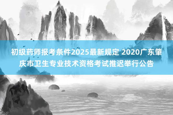 初级药师报考条件2025最新规定 2020广东肇庆市卫生专业技术资格考试推迟举行公告