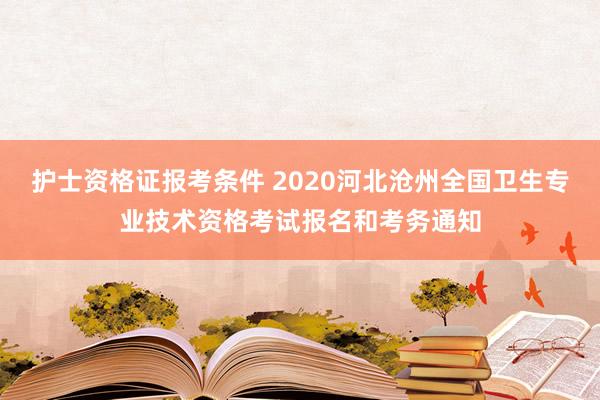 护士资格证报考条件 2020河北沧州全国卫生专业技术资格考试报名和考务通知