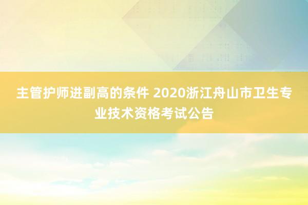 主管护师进副高的条件 2020浙江舟山市卫生专业技术资格考试公告