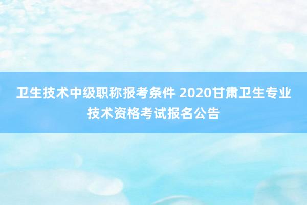 卫生技术中级职称报考条件 2020甘肃卫生专业技术资格考试报名公告