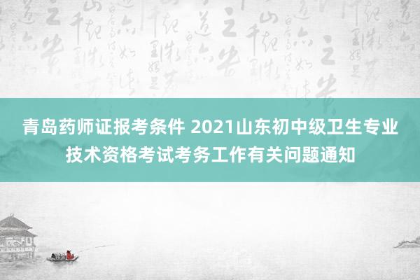 青岛药师证报考条件 2021山东初中级卫生专业技术资格考试考务工作有关问题通知