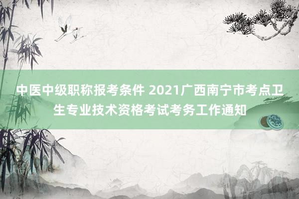 中医中级职称报考条件 2021广西南宁市考点卫生专业技术资格考试考务工作通知