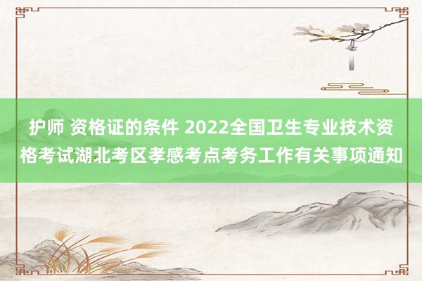 护师 资格证的条件 2022全国卫生专业技术资格考试湖北考区孝感考点考务工作有关事项通知