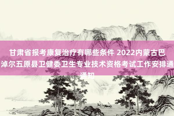 甘肃省报考康复治疗有哪些条件 2022内蒙古巴彦淖尔五原县卫健委卫生专业技术资格考试工作安排通知