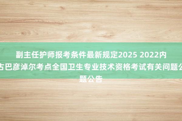 副主任护师报考条件最新规定2025 2022内蒙古巴彦淖尔考点全国卫生专业技术资格考试有关问题公告