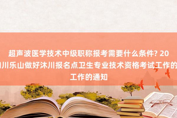 超声波医学技术中级职称报考需要什么条件? 2022四川乐山做好沐川报名点卫生专业技术资格考试工作的通知