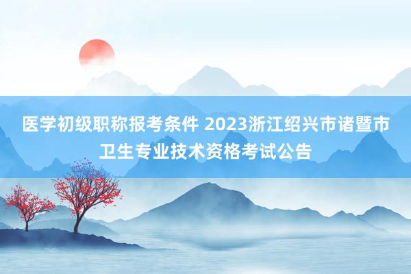 医学初级职称报考条件 2023浙江绍兴市诸暨市卫生专业技术资格考试公告