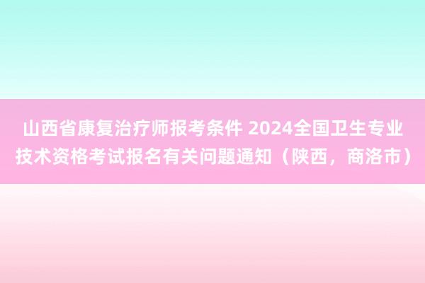 山西省康复治疗师报考条件 2024全国卫生专业技术资格考试报名有关问题通知（陕西，商洛市）