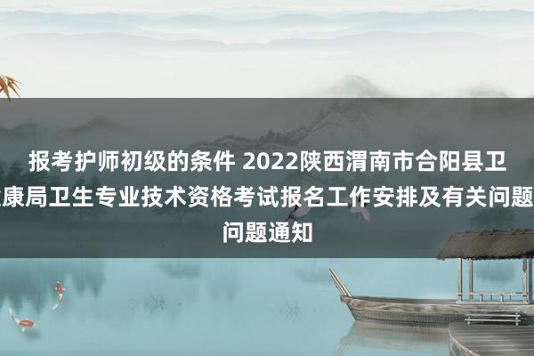 报考护师初级的条件 2022陕西渭南市合阳县卫生健康局卫生专业技术资格考试报名工作安排及有关问题通知