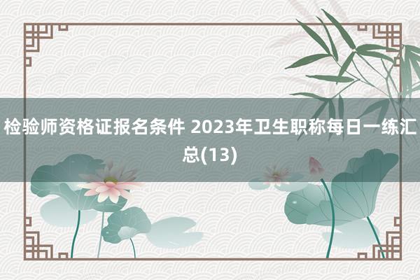 检验师资格证报名条件 2023年卫生职称每日一练汇总(13)