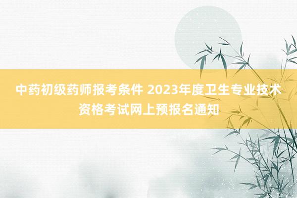 中药初级药师报考条件 2023年度卫生专业技术资格考试网上预报名通知