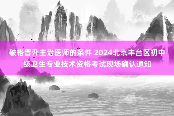 破格晋升主治医师的条件 2024北京丰台区初中级卫生专业技术资格考试现场确认通知