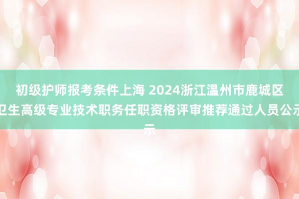初级护师报考条件上海 2024浙江温州市鹿城区卫生高级专业技术职务任职资格评审推荐通过人员公示