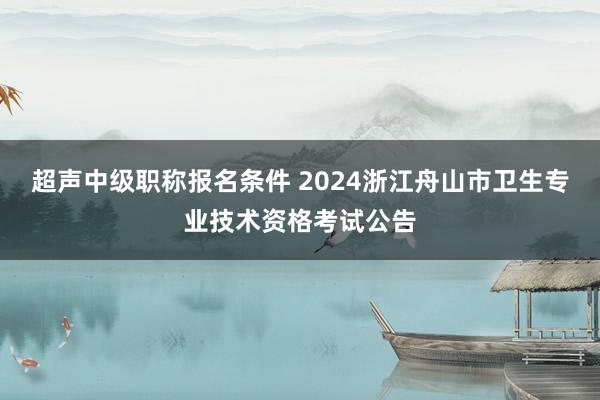 超声中级职称报名条件 2024浙江舟山市卫生专业技术资格考试公告