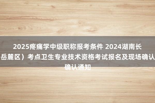 2025疼痛学中级职称报考条件 2024湖南长沙（岳麓区）考点卫生专业技术资格考试报名及现场确认通知