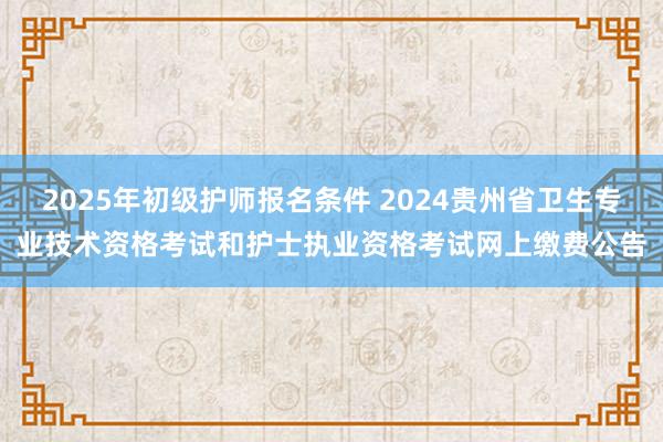 2025年初级护师报名条件 2024贵州省卫生专业技术资格考试和护士执业资格考试网上缴费公告