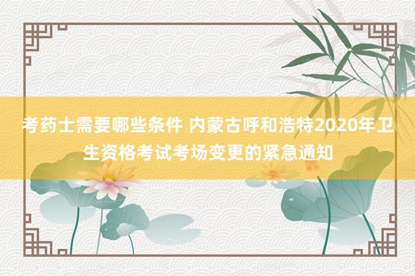 考药士需要哪些条件 内蒙古呼和浩特2020年卫生资格考试考场变更的紧急通知