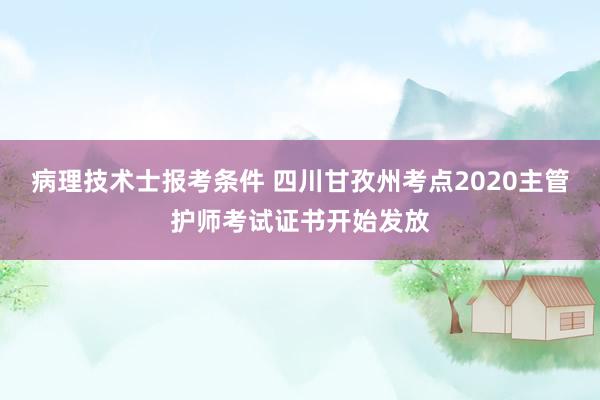 病理技术士报考条件 四川甘孜州考点2020主管护师考试证书开始发放