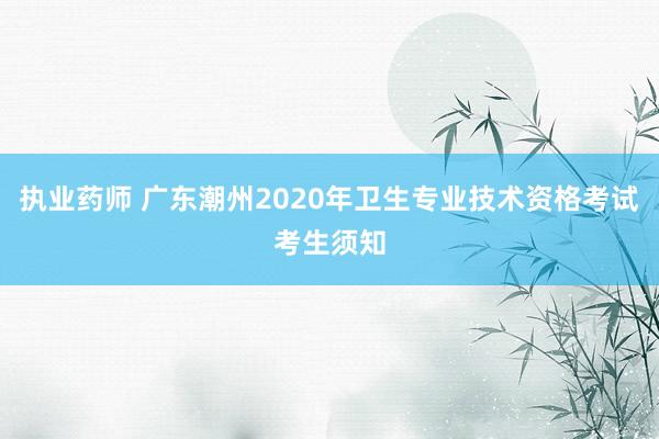 执业药师 广东潮州2020年卫生专业技术资格考试考生须知