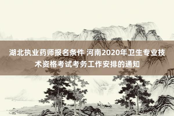 湖北执业药师报名条件 河南2020年卫生