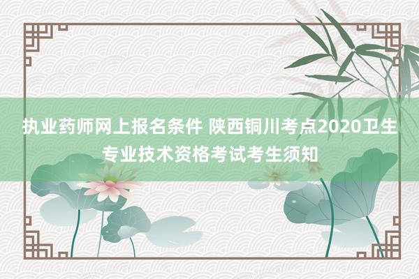 执业药师网上报名条件 陕西铜川考点2020卫生专业技术资格考试考生须知