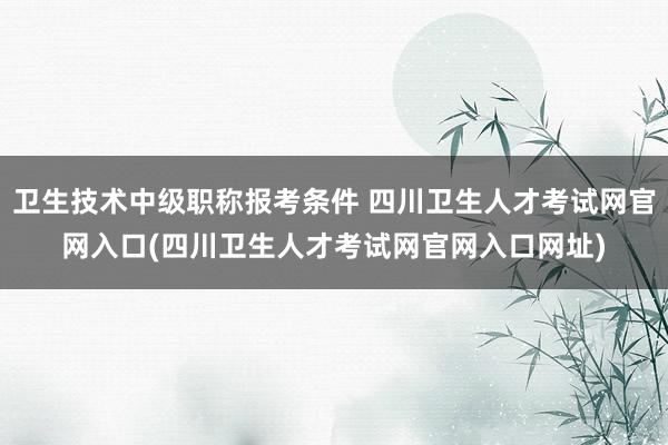 卫生技术中级职称报考条件 四川卫生人才考试网官网入口(四川卫生人才考试网官网入口网址)