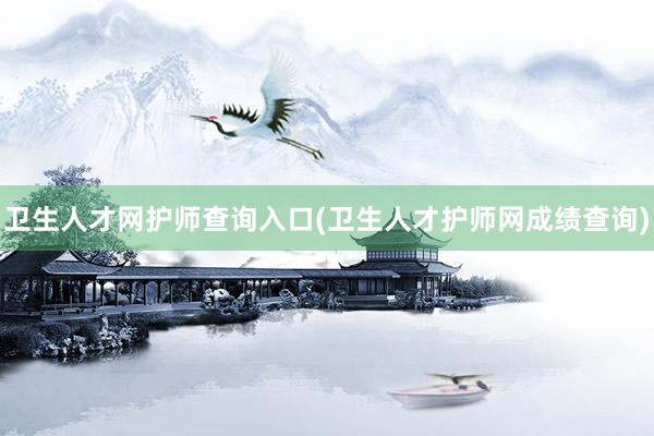 卫生人才网护师查询入口(卫生人才护师网成绩查询)