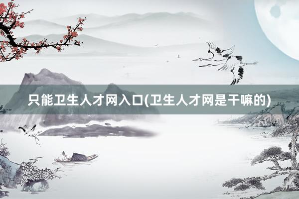 只能卫生人才网入口(卫生人才网是干嘛的)
