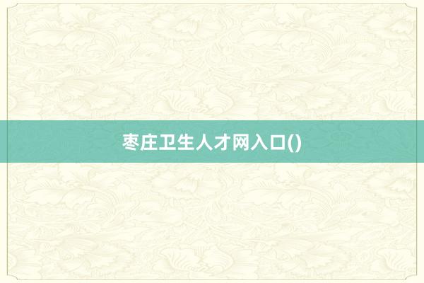 枣庄卫生人才网入口()