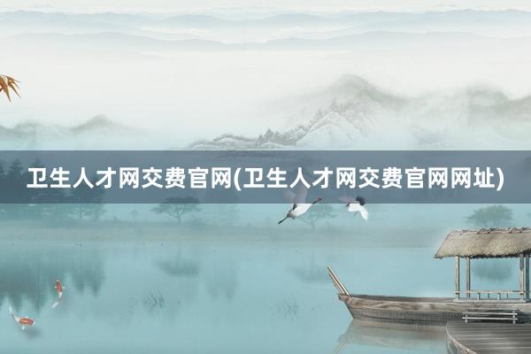 卫生人才网交费官网(卫生人才网交费官网网址)