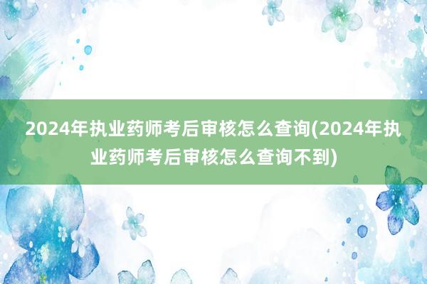 2024年执业药师考后审核怎么查询(2024年执业药师考后审核怎么查询不到)