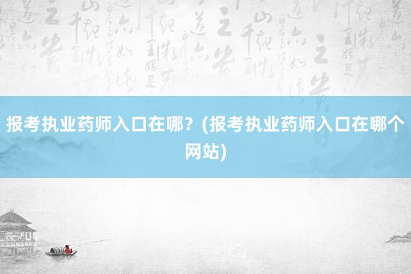 报考执业药师入口在哪？(报考执业药师入口在哪个网站)