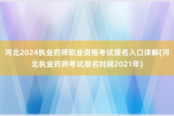 河北2024执业药师职业资格考试报名入口详解(河北执业药师考试报名时间2021年)