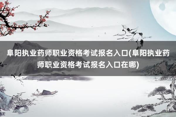阜阳执业药师职业资格考试报名入口(阜阳执