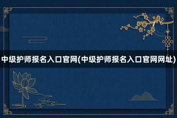 中级护师报名入口官网(中级护师报名入口官网网址)