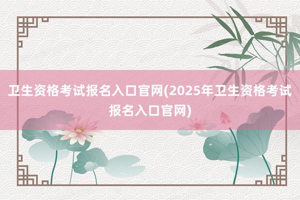 卫生资格考试报名入口官网(2025年卫生资格考试报名入口官网)