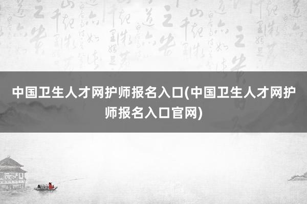 中国卫生人才网护师报名入口(中国卫生人才网护师报名入口官网)