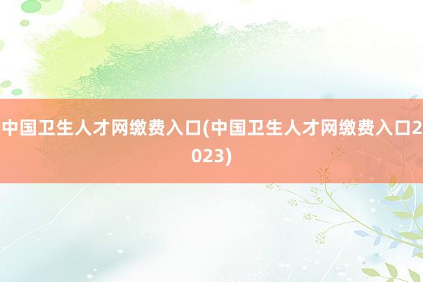 中国卫生人才网缴费入口(中国卫生人才网缴费入口2023)