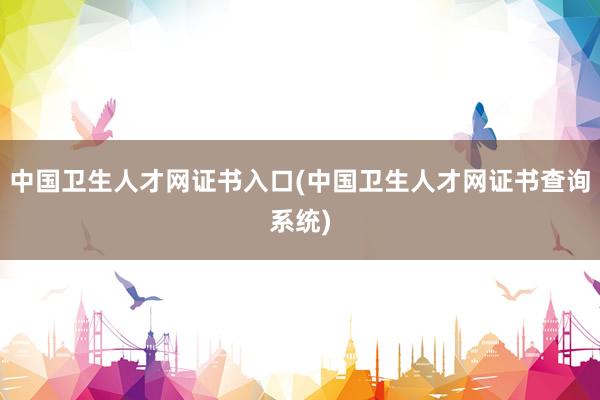 中国卫生人才网证书入口(中国卫生人才网证书查询系统)