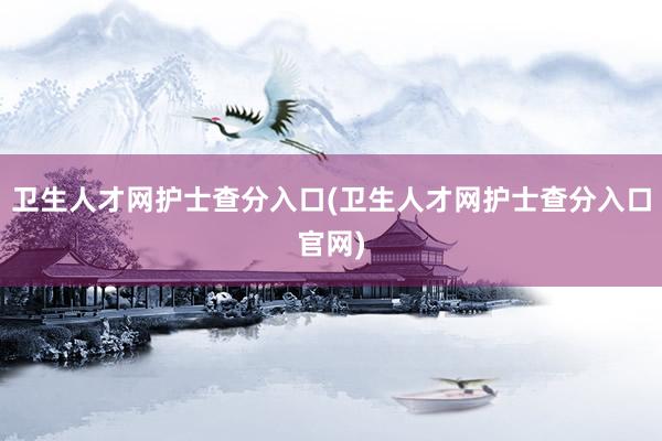卫生人才网护士查分入口(卫生人才网护士查分入口官网)