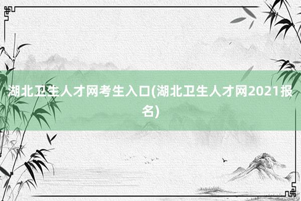 湖北卫生人才网考生入口(湖北卫生人才网2021报名)