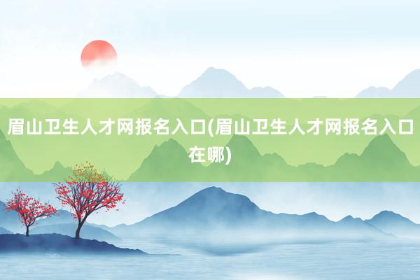 眉山卫生人才网报名入口(眉山卫生人才网报名入口在哪)