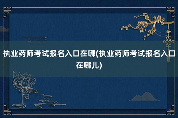 执业药师考试报名入口在哪(执业药师考试报