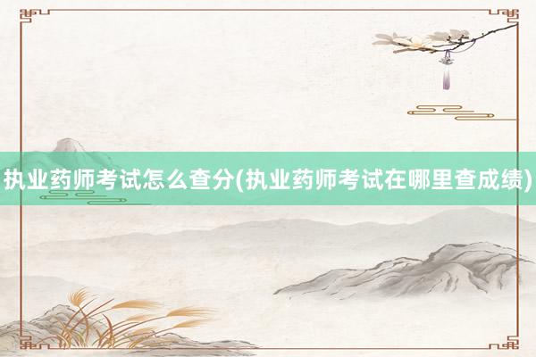 执业药师考试怎么查分(执业药师考试在哪里查成绩)