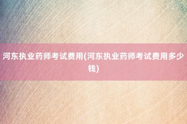 河东执业药师考试费用(河东执业药师考试费用多少钱)