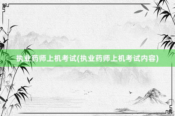 执业药师上机考试(执业药师上机考试内容)