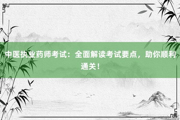 中医执业药师考试：全面解读考试要点，助你
