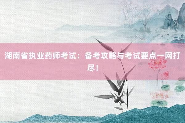 湖南省执业药师考试：备考攻略与考试要点一