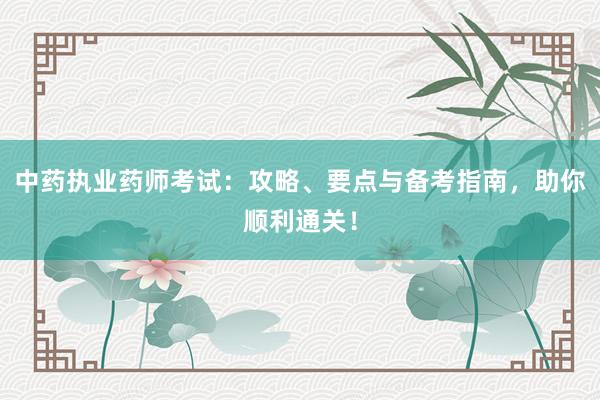中药执业药师考试：攻略、要点与备考指南，